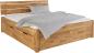 Preview: Massivholzbett "Ema" mit Kopfteil und Schubladen - Wildeiche geölt