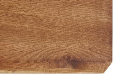 Esstisch "Nevio" Wildeiche massiv geölt mit Baumkante und Metallgestell 180x100 cm - Rückläufer