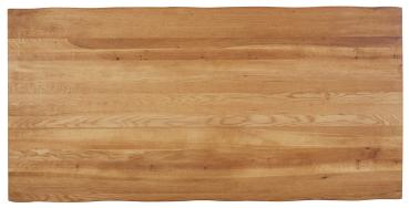 Esstisch "Nevio" Wildeiche massiv geölt mit Baumkante und Metallgestell 180x100 cm - Rückläufer