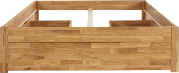 Massivholzbett "Santos" ohne Kopfteil mit Schubladen - Wildeiche geölt