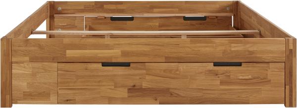 Massivholzbett "Santos" ohne Kopfteil mit Schubladen - Wildeiche geölt
