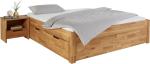 Massivholzbett "Santos" ohne Kopfteil mit Schubladen - Wildeiche geölt